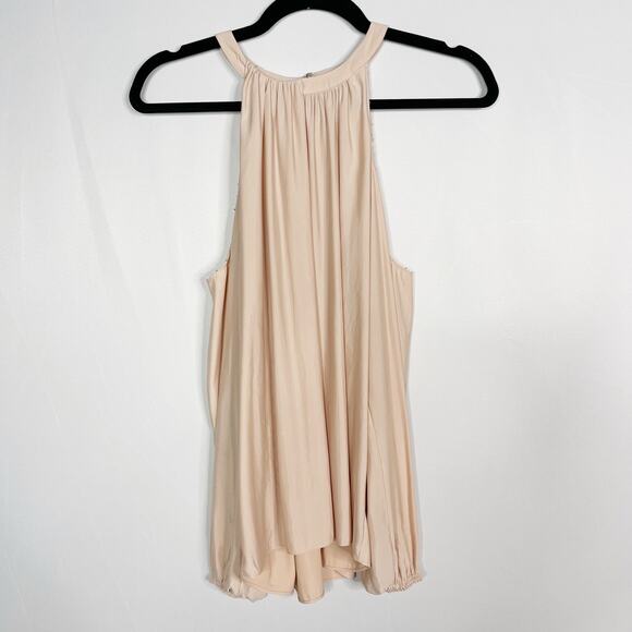 Ramy Brook XSmall Blush Pink The Jackson Cold Shoulder Studded Blouse Top Satin - Picture 1 of 13